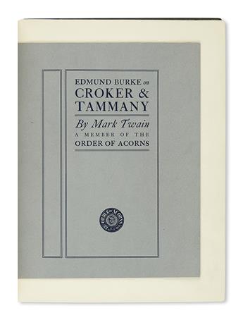 (NEW YORK CITY.) Bound volume of Order of Acorns anti-corruption pamphlets, featuring one by Mark Twain.